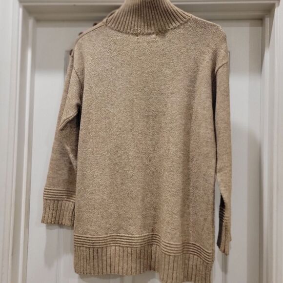 Anthropologie Margarita Tunic Sweater, button shoulder mock neck, sz Sm - Picture 2 of 14